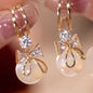 2 fashionable and gorgeous women's long diamond inlaid pearl geometric earrings, party and dinner party accessories