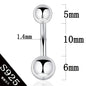 925 sterling silver body jewelry women piercing S925 belly button ring free shipping double ball arc rod fine thin thick pin