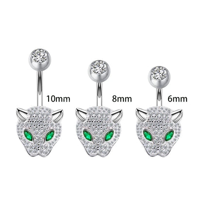 925 sterling silver belly button ring fashion leopard style CZ navel piercing body jewelry