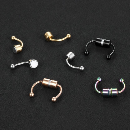 1PC Magnet Nose Ring Stainless Steel Horseshoe Ring Nose Clip Non-pierced Nose Hoop Magnetic Nose Nail Piercing Nariz Piercing