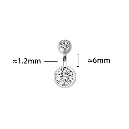 MIQIAO 925 Sterling Silver Round Shape Belly Button Ring Body Piercing Zircon Pin Length 6 8 10 MM Width 1.2 1.5MM Fine Jewelry