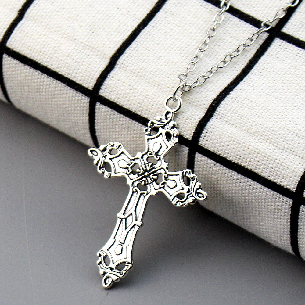 Vintage Crosses Baroque Embossed Pendant Necklace for Men Women  Gothic Grunge Chain Y2k Goth Jewelry Accessories Free Shipping