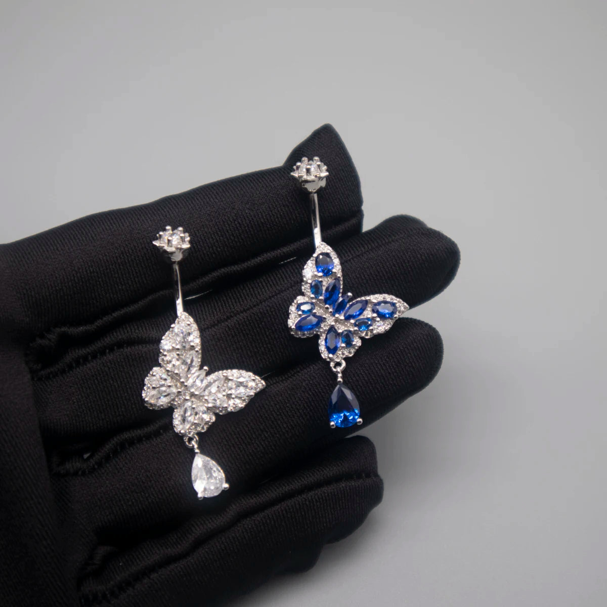 Navel Piercing Silver 925 Real Belly Button Rings Body Decoration Women Jewelry White Blue Zircon Butterfly Fine Gift