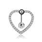 Heart Belly Button Ring Navel Piercing Female Sterling Silver 14G Belly Barball Piercing Ring Body Jewelry Navel Ring Umbilical