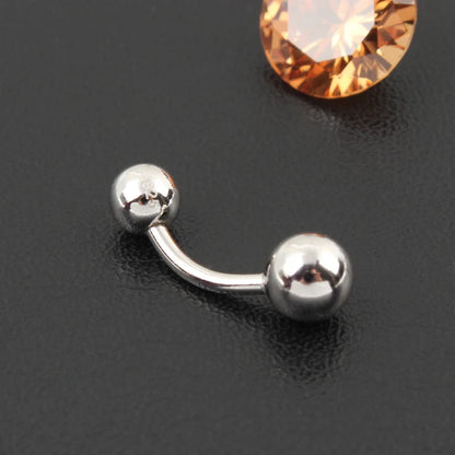 925 sterling silver body jewelry women piercing S925 belly button ring free shipping double ball arc rod fine thin thick pin