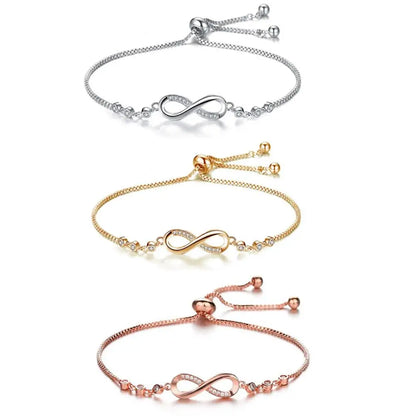 1PC Bohemian Infinity For Women Girls Adjustable Simple 8 Word Charm Link Round Bracelet Friendship Day Birthday Jewelry Gift