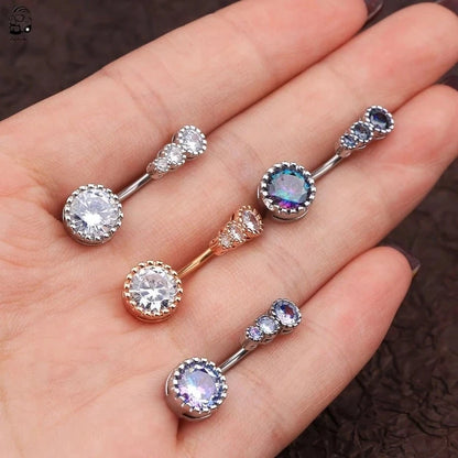 Heart Belly Button Ring Navel Piercing Female Sterling Silver 14G Belly Barball Piercing Ring Body Jewelry Navel Ring Umbilical