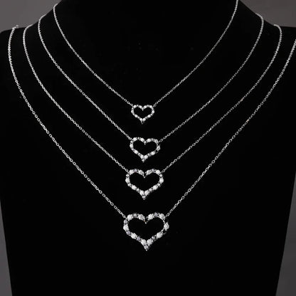 FEOBUR 2ct Black White Moissanite Necklace Heart Pendant for Women 925 Sterling Silver Stud Earring Jewelry Girls Birthday Gift