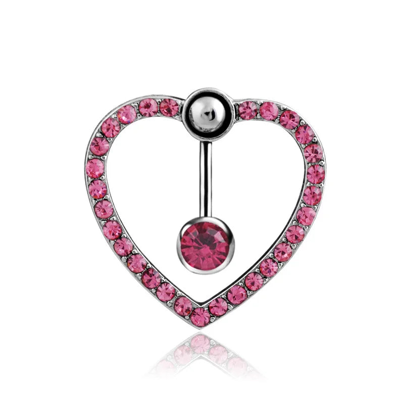 Heart Belly Button Ring Navel Piercing Female Sterling Silver 14G Belly Barball Piercing Ring Body Jewelry Navel Ring Umbilical