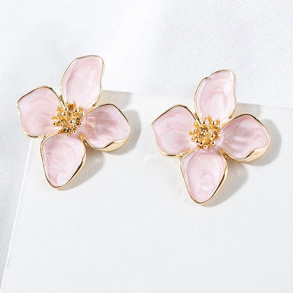 Obega Flower Earrings Stud Pink White Flowers Women Earring Post Spring Summer New Trendy Girls Cute Jewelrys