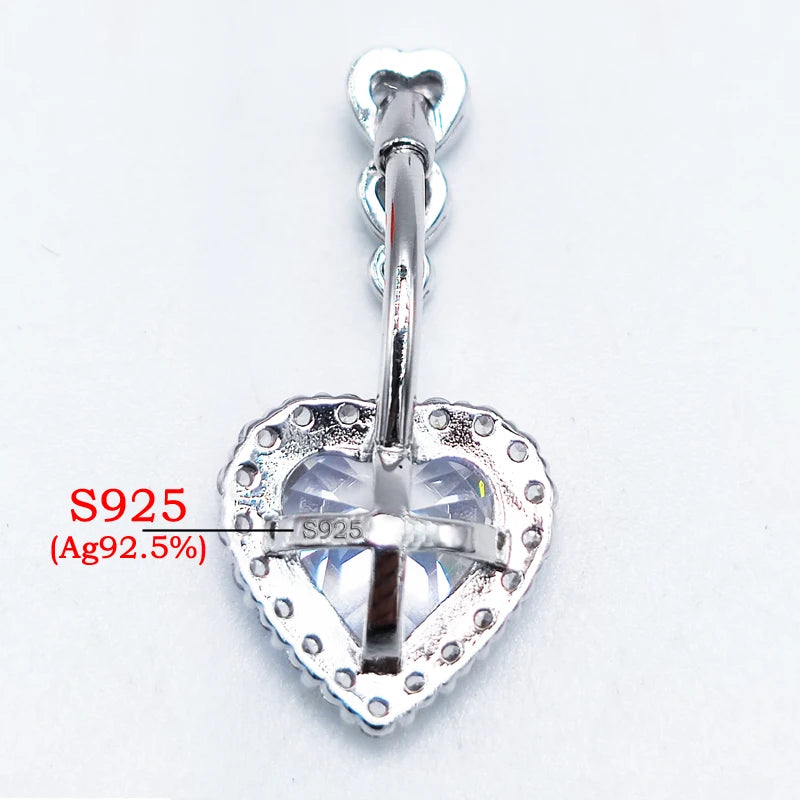 925 Sterling Silver Heart Belly Button Rings Fine Navel Rings for Women Belly Ring Body Piercing Jewelry