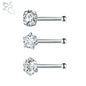 ZS 3-12pcs/lot Stainless Steel Nose Stud Set Round Heart Star CZ Crystal Nose Piercings 3MM L Shape Nostril Piercing Jewelry 20g