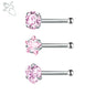 ZS 3-12pcs/lot Stainless Steel Nose Stud Set Round Heart Star CZ Crystal Nose Piercings 3MM L Shape Nostril Piercing Jewelry 20g