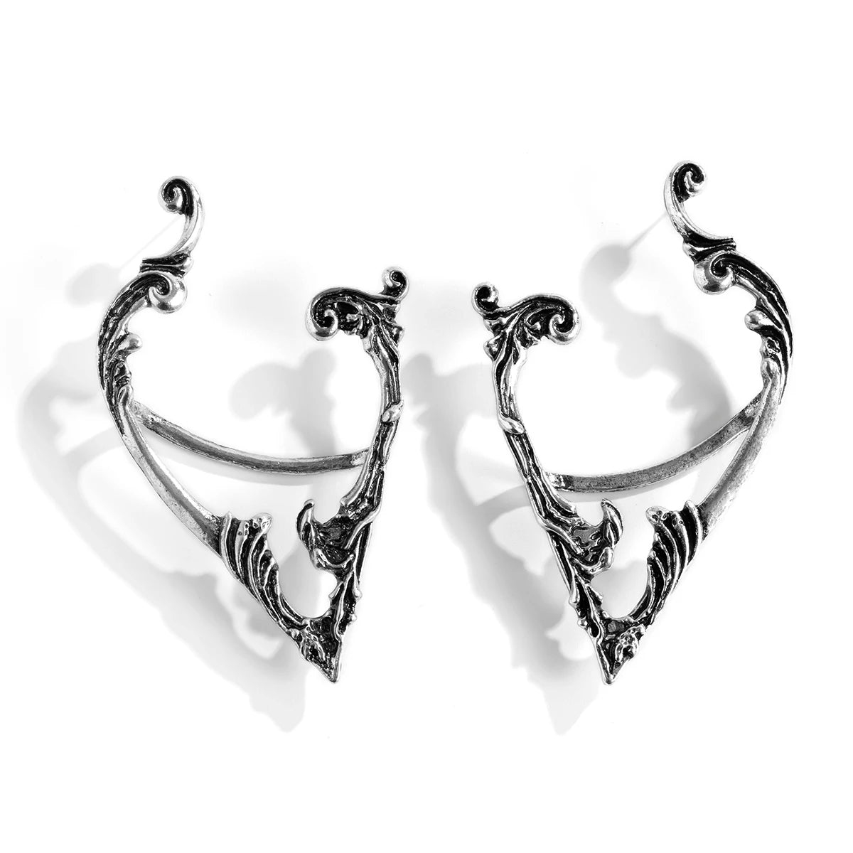 1Pair Goth Punk Fairy Elf Ear Cuff Earrings for Women Trendy Vintage Piercing Clip Earring Halloween Jewelry Accessories Gift