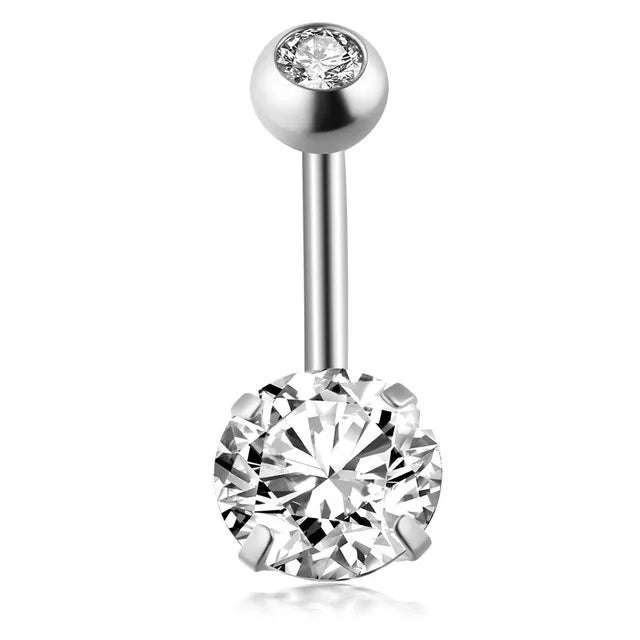 Heart Belly Button Ring Navel Piercing Female Sterling Silver 14G Belly Barball Piercing Ring Body Jewelry Navel Ring Umbilical