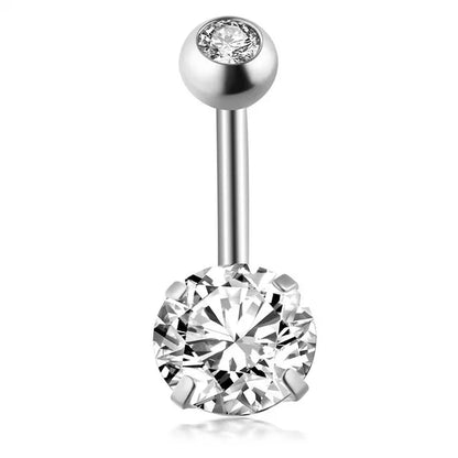 Heart Belly Button Ring Navel Piercing Female Sterling Silver 14G Belly Barball Piercing Ring Body Jewelry Navel Ring Umbilical