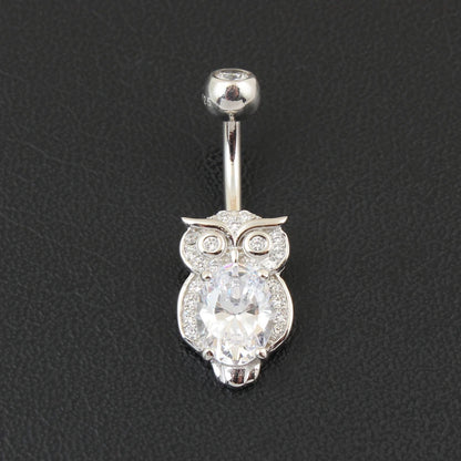 Belly button ring real 925 sterling silver navel ring owl nighthawk bird of Minerva body jewelry free shipping piercing jewelry