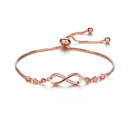 1PC Bohemian Infinity For Women Girls Adjustable Simple 8 Word Charm Link Round Bracelet Friendship Day Birthday Jewelry Gift