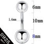 925 sterling silver body jewelry women piercing S925 belly button ring free shipping double ball arc rod fine thin thick pin