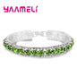 Top Sale 925 Sterling Silver Color Bracelets Full AAA Zircon Austrian Crystal Femme Women Link Chain Jewelry Bangles 14 Colors