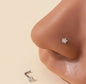 1 pc Peach Shape Heart Star Shiny Zircon Stainless Steel L-Shape Small Nose Ring Nose Studs Punk Nose Piercing Jewelry