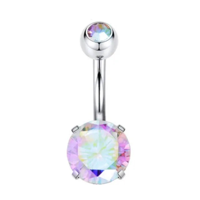 Heart Belly Button Ring Navel Piercing Female Sterling Silver 14G Belly Barball Piercing Ring Body Jewelry Navel Ring Umbilical