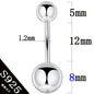 925 sterling silver body jewelry women piercing S925 belly button ring free shipping double ball arc rod fine thin thick pin