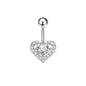 Heart Belly Button Ring Navel Piercing Female Sterling Silver 14G Belly Barball Piercing Ring Body Jewelry Navel Ring Umbilical