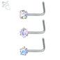 ZS 3-12pcs/lot Stainless Steel Nose Stud Set Round Heart Star CZ Crystal Nose Piercings 3MM L Shape Nostril Piercing Jewelry 20g