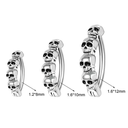 1PC 14/16G Punk Rock Belly Button Ring 925 Sliver Navel Piercing for Punk Men Women Vintage Skull Belly Ring Body Jewelry