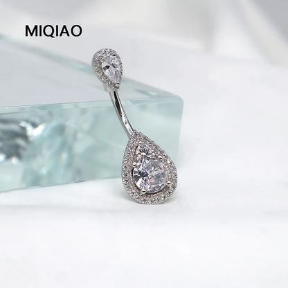 MIQIAO Water Droplet Belly Button Piercing Jewelry Silver 925 Real Piercing Wholesale To Resell Belly Ring Silver Body Woman