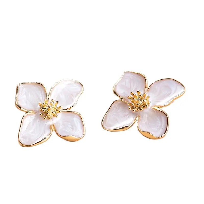 Obega Flower Earrings Stud Pink White Flowers Women Earring Post Spring Summer New Trendy Girls Cute Jewelrys