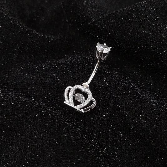 Sterling Silver White Zircon Crown Belly Button Rings Body Decoration Navel Piercing For Women Fine Jewelry Female Fashion