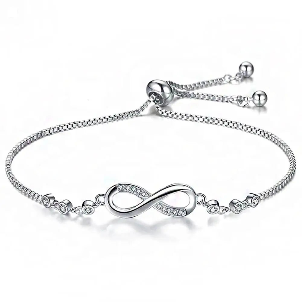 1PC Bohemian Infinity For Women Girls Adjustable Simple 8 Word Charm Link Round Bracelet Friendship Day Birthday Jewelry Gift