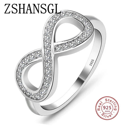 Fashion Infinity Endless Love Claddagh 8 Shape 925 Sterling Silver Rings for Women Silver Filled Jewelry