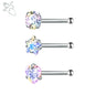 ZS 3-12pcs/lot Stainless Steel Nose Stud Set Round Heart Star CZ Crystal Nose Piercings 3MM L Shape Nostril Piercing Jewelry 20g