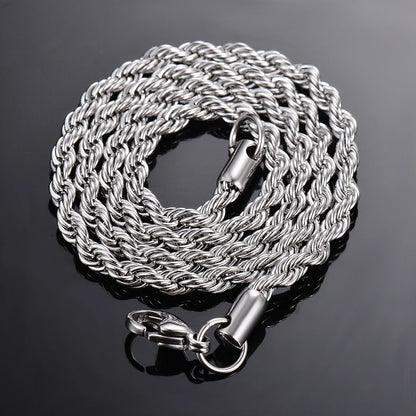 1 piece 925 sterling silver Width 2mm/3mm/4mm Rope Chain Necklace/Bracelet For Men Women Man Fashion Chain Necklace