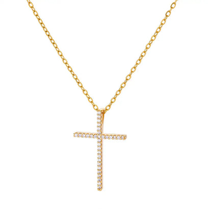 Zircon Cross Pendant Necklace for Women Gold Color Stainless Steel Collar Neckalces 2024 Trend Goth Party Wedding Jewelry Gifts