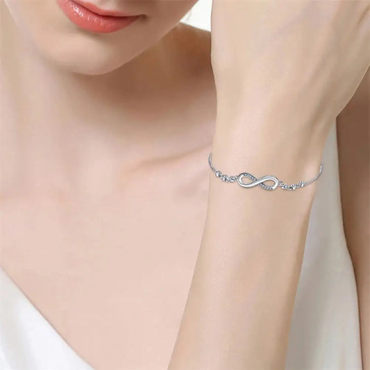 1PC Bohemian Infinity For Women Girls Adjustable Simple 8 Word Charm Link Round Bracelet Friendship Day Birthday Jewelry Gift