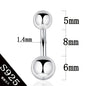 925 sterling silver body jewelry women piercing S925 belly button ring free shipping double ball arc rod fine thin thick pin