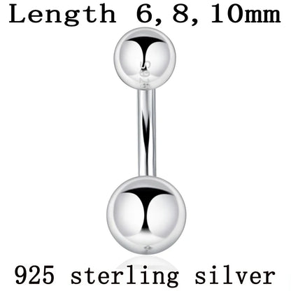 925 sterling silver body jewelry women piercing S925 belly button ring free shipping double ball arc rod fine thin thick pin