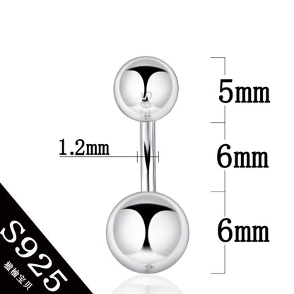 925 sterling silver body jewelry women piercing S925 belly button ring free shipping double ball arc rod fine thin thick pin