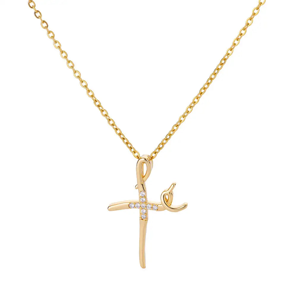 Zircon Cross Pendant Necklace for Women Gold Color Stainless Steel Collar Neckalces 2024 Trend Goth Party Wedding Jewelry Gifts