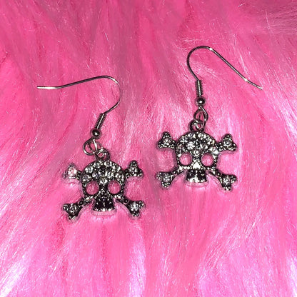 Y2K Shiny Crystal Skull Earrings Korean Fashion Charms Drop Earrings Vintage Sexy Jewelry Punk Goth Accessories Earrings