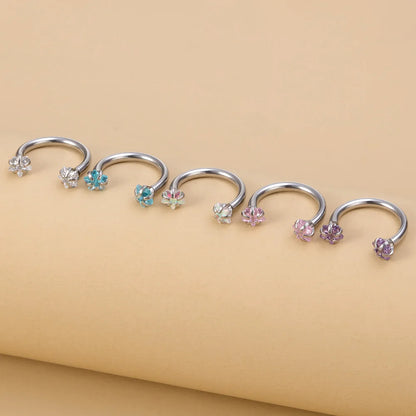 1pc Star Round Zircon Horseshoe Septum Piercing Nose Ring Cartilage Tragus Helix Tragus Earring Hoop Eyebrow Lip Ring 8mm 16G